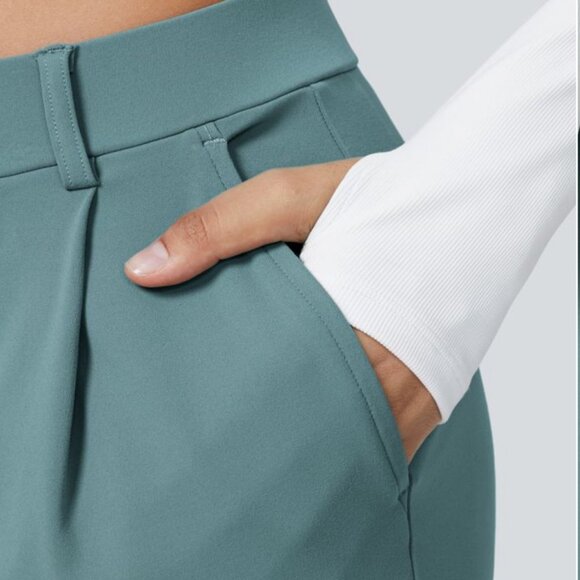 Halara High Waisted Plicated Side Pocket Straight Leg Work Pants Sz XL Tall Wome - Picture 5 of 10